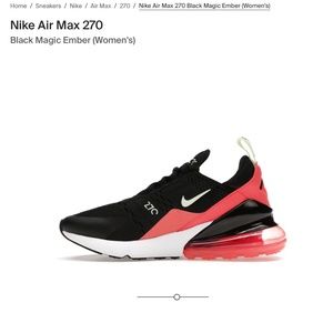 Nike Air Max 270 Womens Sneakers - Black Magic/Ember, Size 12